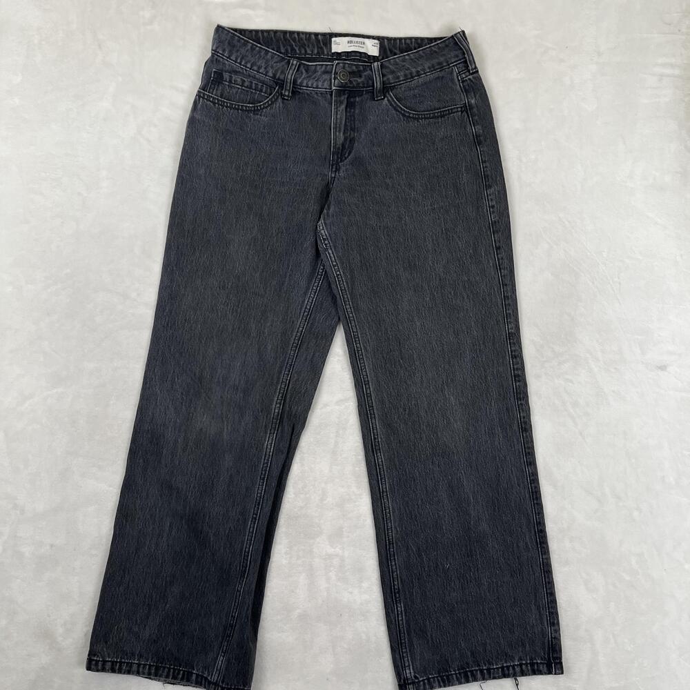 Hollister Low-Rise Baggy Wide Leg Jeans Womens 6R W28 Gray Charcoal Wash Denim